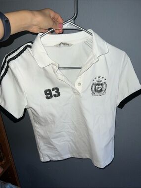 White Polo Shirt with Black Trim